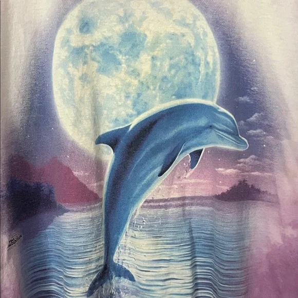 Vintage Purple Dolphin tie dye Graphic T-Shirt by The Mountain - Picture 8 of 9